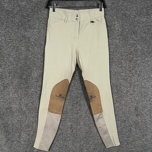 Romfh Breeches Womens 26L Beige Tan Knee Patch Riding Pants Equestrian Stretch